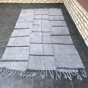 Gray Striped Hemp Rug