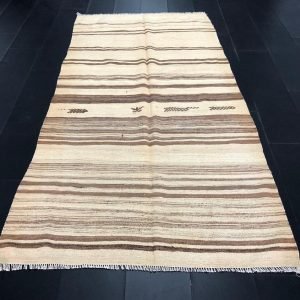 Beige and Brown Striped Kilim