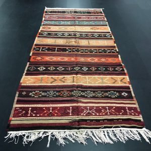 Turkish Embroidered Nomadic Kilim, Unique Design Vintage Kilim Rug, Anatolian Handmade Antique Ethnic Kilim Rug, 10'.5