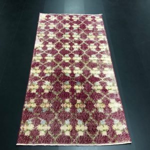 Floral Designer Wine Red Turkish Handmade Rug, Overdyed Floor Rug, Decorative Vintage Aztec Carpet , 6'.4