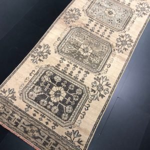 Bronze Color Ethnic Designer Runner Rug, Turkish Anatolian Vintage Faded Floor Rug, Boho Hallway Runner Rug, 2'.9