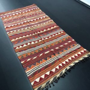 Aztec Handknotted Vintage Area Kilim Rug, Turkish Nomadic Kilim Rug, Anatolian Patterned Kilim, Decorative Kilim Rug, 8.3x4.4 feet SKU:C147