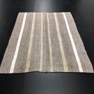 Eclectic Antique Turkish Stripe Kilim Rug, Handmade Vintage Tribal Kilim Rug, Bohemian Area Kilim Rug, 7'.2