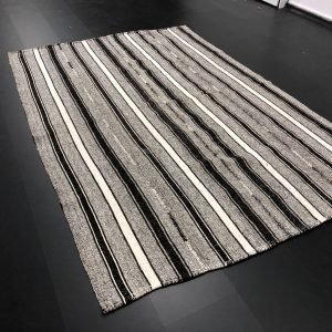 Ethnic Anatolian Turkish Kilim Rug, Vintage Handmade Tribal Stripe Kilim, Natural Bohemian Decor Kilim, 8'.4