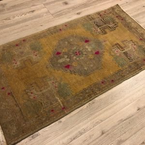 Yellow Door Mat, Turkish Rug, Small Rug, Antique Rug, Vintage Rug, Designer Rug, Oushak Rug, Boho Decor,Entry Rug,  3.1 ftx1.7 ft, 96x51 cm