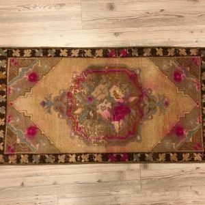 Door Mat Rug, Vintage Rug, Antique Rug, Designer Rug, Tribal Rug, Oushak Rug, Pastel Rug, Floor Rug, Small Rug,  3'.8