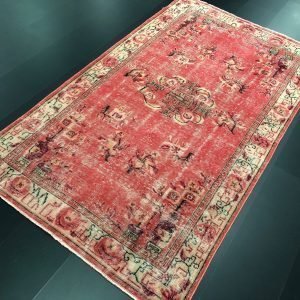Floral Vintage Rug, Turkish Overdyed Rug, Pink Turkish Rug, Traditional Rug, Antique Rug, Overdyed Rug, Turkish Area Rug, 8.1x4.8 ft C203
