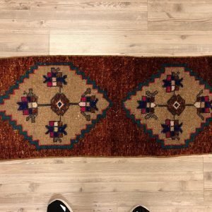 Bronze Color Handmade Small Rug, Turkish Door Mat, Small Traditional Rug, Vintage Door Mat, Turkish Oushak Door Mat, 3.6 ft x 1.5 ft SKU:271
