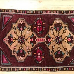 Pink Oushak Rug, Floral Small Rug, Turkish Rug, Handmade Rug, Designer Rug, Bohemian Rug, Vintage Rug, Antique Door Mat, 2'.6