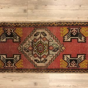 Ethnic Rug, Turkish Rug, Vintage Rug, Antique Rug, Designer Rug, Tribal Rug, Orange Rug, Small Rug, Door Mat, 3'.3