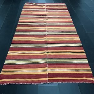 Striped Turkish Kilim, Anatolian Handmade Kilim Rug, Nomadic Turkish Wool Kilim Rug, Decorative Kilim Rug, 5x10 feet Kilim Rug, SKU:C556
