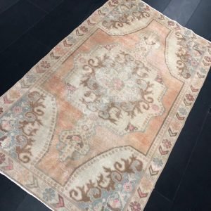 Antique Floral Rug, Turkish Oushak Rug, Oushak Faded Rug, Boho Decor Rug, Vintage Pastel Rug, Handmade Wool Rug, 7.7 ft x 4.5 ft SKU:C569