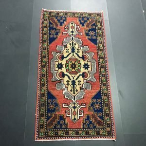 Medallion Design Small Rug, Vintage Oushak Rug, Turkish Mat Rug, Antique Small Rug, Traditional Rug, Small Rug, 3.2 ft x 1.7 ft, SKU:326