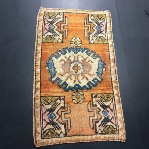 Tribal Turkish Rug, Turkish Oushak Rug, Antique Rug, Vintage Rug, Handmade Small Rug, Small Mat Rug, Turkish Rug, 3.2 ft x 1.9 ft, SKU:352