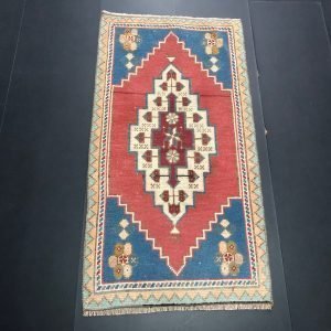 Traditional Pastel Oushak Small Rug, Turkish Vintage Small Rug, Handmade Decorative Rug, Faded Anatolian Rug, Rug, 3.6 ft x 1.9 ft, SKU:581