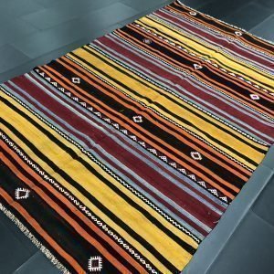 Stripe Kilim Rug, Turkish Kilim Rug, Vintage Kilim, Antique Kilim Rug, Tribal Kilim Rug, Colorful Turkish Kilim, 8.9 ft x 5.4 ft, SKU:C557