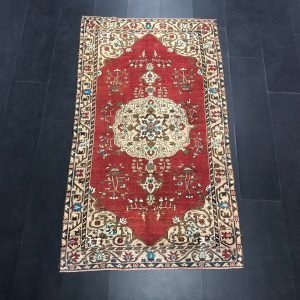 Red Turkish Rug, Oriental Oushak Rug, Designer Antique Rug, Unique Area  Rug, Faded Oushak, Turkish Red Carpet 7.2 ft x 4.7 ft , SKU:C588