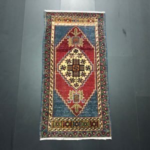 Traditional Vintage Rug, Oushak Small Rug, Handmade Rug, Turkish Rug, Ethnic Rug, Designer Rug, Entry Rug, Door Mat Rug 3.4 ft x 1.7 ft, 330