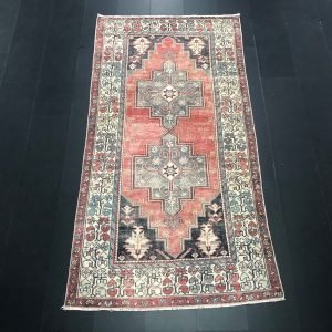 Faded Oushak Rug, Boho Decor Area Rug, Turkish Anatolian Boho Rug, Decorative Ethnic Rug, Turkish Vintage Rug, 8.2 ft x 4.3 ft, SKU:C656