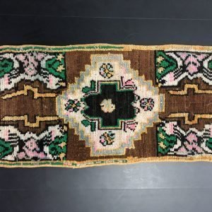Tribal Rug, Brown Oushak Rug, Antique Small Rug, Vintage Decor Rug, Decorative Turkish Rug, Handmade Rug, Door Mat 2.8 ft x 1.4 ft, SKU:343