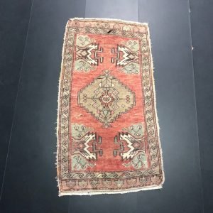 Faded Small Rug, Handmade Turkish Mat, Doormat Rug, Vintage Rug, Boho Small Rug, Unique Turkish Rug, Small Rug, 3.1 ft x 1.7 ft, SKU:579