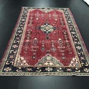 Red Vintage Rug, Decorative Turkish Rug, Ethnic Rug, Handmade Antique Rug, Red Overdyed Rug,Bohemian Rug, 6x10 ft Turkish Rug, SKU:C186
