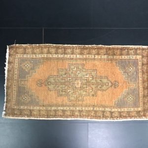 Orange Door Mat, Turkish Small Rug, Decorative Rug, Handmade Small Rug, Faded Rug, Traditional Rug, Wool Small Rug, 3.1 ft x 1.6 ft, SKU:18