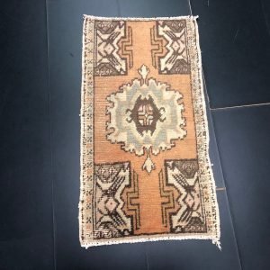 Orange Oushak Small Rug, Turkish Mat Rug, Traditional Door Mat, Oushak Small Rug, Vintage Rug, Door Mat, Small Rug, 2.9 ft x 1.6 ft, SKU:19