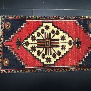 Red Turkish Door Mat, Small Oushak Rug, Handmade Traditional Rug, Vintage Turkish Small Rug, Door Mat, Small Rug, 3.3 ft x 1.9 ft, SKU:882