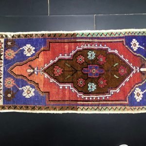 Multicolor Small Rug, Home Decor Oushak Rug, Handmade Turkish Door Mat, Decorative Small Rug, Vintage Small Rug, Mat, 3.7 ft x 1.8 ft, 842
