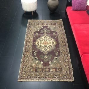 Design Rug, Turkish Rug, Handmade Rug, Traditional Wool Rug, Vintage Rug, Antique Rug, Purple-Gray Rug, Worn Rug, 6.6 ft x 3.5 ft, C1346