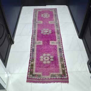 Turkish Pink Anatolian Wool Runner Rug