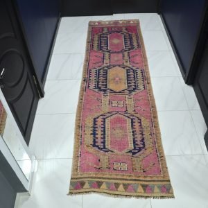 Vintage Turkish Hallway Pink Runner