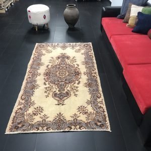 Beige And Gray Overdyed Area Wool Carpet