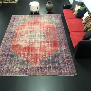 Vintage Red Turkish Overdyed Rug