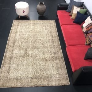 Brown Oriental Design Decorative Vintage Overdyed Rug