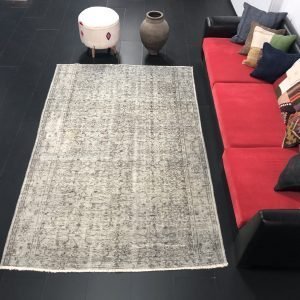 Gray Faded Hand Knotted Turkish Rug