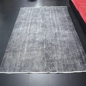 Anthracite Gray Distressed Area Vintage Rug