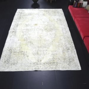 Beige Neatural Turkish Anatolian Overdyed Carpet