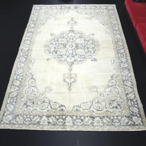 Beige Overdyed Antique Hand Knotted Oversize Rug