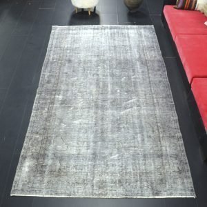 Anthracite Color Faded Turkish Vintage Rug