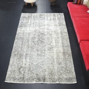 Turkish Gray Faded Over Dyed Area Rug