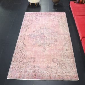 Aztec Pink Color Muted Hand Made Turkish Carpet