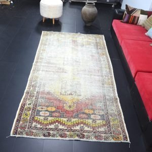 Pale Overdyed Turkish Faded Anatolian Rug