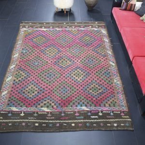 Geometric Design Pink Oversize Kilim Rug