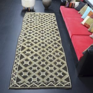 Coffe Brown & Beige Wool Etnic Kilim Rug