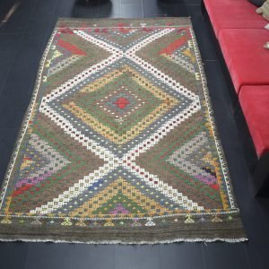 Geometric Design Multicolor Decorative Kilim Rug