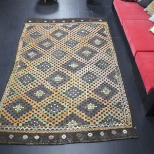 Turkish Antique Tribal Antique Hand Woven Kilim