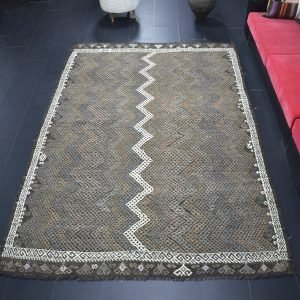 Brown Muted Antique Turkish Modern Area Kilim Rug