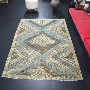 Nomadic Bohemian Decor Vintage Woven Kilim Rug
